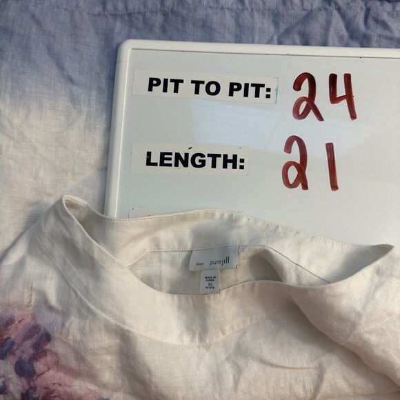 J. Jill Pure Jill Linen Floral Oversized Boxy Crop Top Blouse Size XS Petite - Picture 3 of 7